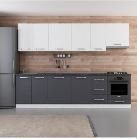 Resim Minar 290 Cm Mutfak Dolabı Beyaz Antrasit 290-A5 Beyaz 