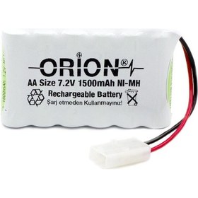 Resim Orion 7.2 V 1500 mAh AA Ni-MH Tamiya Soketli Şarjlı Oyuncak Pili 