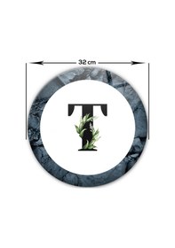 Resim Decorita Cam Kesme Tahtası - Cam Kesme Tablası - Harfli Tasarım T Çap 32 CM 