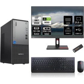 Resim Lenovo Thinkcentre Neo 50T Gen 5 Intel Core I7 13700 32GB 256GB SSD RTX3050/6GB 21.5" Fhd Monitör Fdos Masaüstü Bilgisayar & Per4 USB Bellek 12UB000LTRMNT3316 