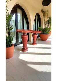 Resim 2 Li Maun Renk Ahşap Yan Sehpa Takımı İskandinav Tasarım Bej 