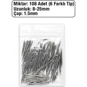 Resim 8-25MM Arası Paslanmaz Çelik Saat Pimi Seti, Yaylı Sürgülü, Kolay Kullanımlı 