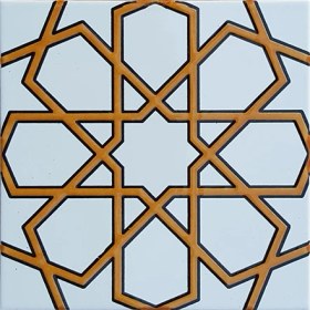 Resim Armada Çini 20x20 Cm SP 89-v Sarı Beyaz Türkmen Yıldızı Çini Karo 