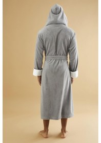 Resim National 77 Nakış Triga Bukle Bambu Cotton Erkek Bornoz Gri 