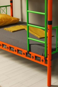 Resim ARGİMO Carme Genç Çocuk Odası Metal Ranza Ve Karyola 90x190 Turuncu Yeşil 