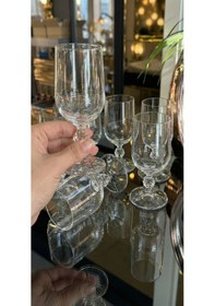Resim Elta Collection 6 Lı İnci/çiçek Detaylı Gold Metal Süslemeli Ayaklı Cam Kahve Yani Kadeh Seti Şık Sunum Bardakları Seffaf 