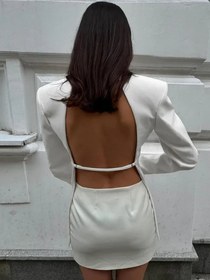 Resim Sırt Detaylı Blazer - Beyaz / S 