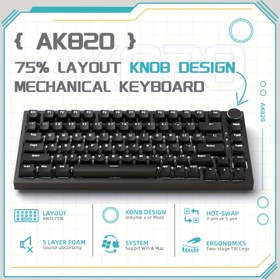 Resim AJAZZ AK820 75% Kompakt Tam Düzenli Kablolu Mekanik Klavye - 82 Tuş Sıcak Takılabilir Anahtarlar, Ses Kontrolü & / Uyumlu, - PC/Oyun/Ofis Klavyesi QWERTY & Numpad (Yok) 