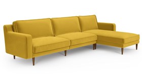 Resim Klem Slim 312 x 171 Köşe Ahşap Ayak - Kadife - Espresso / Siyah / Rahat Dolgu 