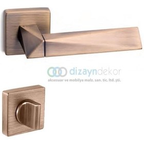 Resim Agate Rozetli Kapı Kolu Antik Bronz - Wc 