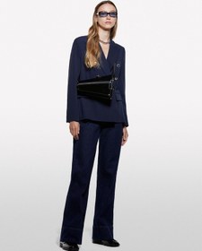 Resim Viskoz Karışımlı Düğme Detaylı Blazer Ceket Kadın Lacivert Ceket - 325a2kvxlw037 Lacivert 