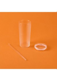 Resim Mienn Pipetli Cam Bardak - Şeffaf - 550 Ml Renkli 