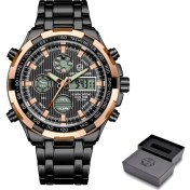 Resim Hanyang Rg B Kutusu Goldenhour Lüks Marka Su Geçirmez Askeri Spor Saatler Erkekler Gümüş Çelik Dijital Kuvars Analog Saat Saat Relogios Masculinos (Yurt Dışından) 