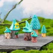 Resim 1 Set Whimsy Woods Reçine Minyatür Peri Bahçesi Figürleri - DIY Peyzaj Dekorasyonu için Karikatür Ağaç Evleri ve Hayvan Heykelleri, Pil Gerekmez 