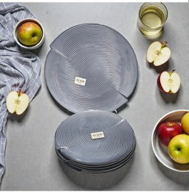 Resim Sudedi Home Modern Gri Cam Pasta Tabağı Seti 6 Pasta Tabağı + 1 Sunum Tabağı Çok Renkli 