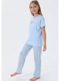 Resim Arnetta Kız Çocuk Mavi Pijama Takım Mavi 