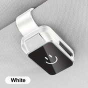 Resim Araba Gözlük Tutucu Klipsi - Dayanıklı ABS Plastik, Tek Elle İşlemeli, Tüm Araç Modellerine Uygun, Beyaz Neşeli Yüz Tasarımı, Arabalarda Güneşlik Bağlantısı için Güvenli, Araba Gözlüğü Aksesuarı | Minimalist Gözlük Klipsi | Parlak Bitiş Klipsi, Göz Gözlüğü Tutucusu 