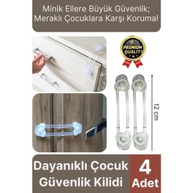 Resim Svein Çok Amaçlı Çekmece Dolap Kapağı Koruma Aparatı Ayarlanır Çocuk Bebek Güvenlik Kilidi 4 Adet 12 cm 