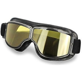 Resim Erkek Retro Motosiklet Kask Gözlükleri Steampunk Motokros Gözlükleri Rüzgar Geçirmez Toz Gözlükleri Kayak Scooter Kir Bisikleti Kar Motoru Gözlükleri 