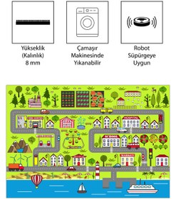 Resim VİVİCAHOME Dijital Baskı Kaymaz Taban Makinede Yıkanabilir Çocuk Odası Halısı Bebek Odası Halısı VCH 