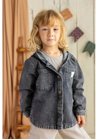 Resim Oliven The Kid Oliventhekid Unisex Kapüşonlu Kot Ceket Siyah Siyah 