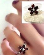 Resim OSESHOP Granat Taşlı Gümüş Manolya Yüzük 