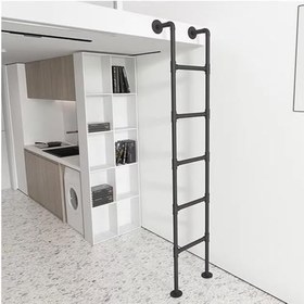 Resim Ağır Hizmet Tipi Bodrum ve RV Ranza Merdiveni 52 inç Loft Basamak Merdiveni Seyahat Römorkları ve Garajlar için 320 Lbs Destekler Dış Mekan Kullanımı ve İkiz Yataklar için İdeal 