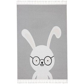 Resim Sparkle Gri Krem Tavşan Figürlü Hayvan Figürlü Çocuk Odası Halısı Gri 