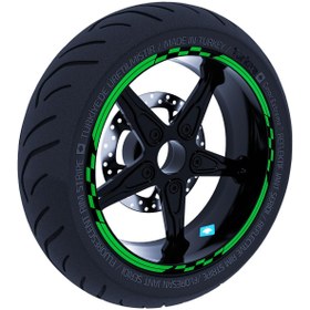 Resim Moto GP Yarış Bayraklı Orman Yeşili Jant Şeridi Sticker Çınar Extreme 