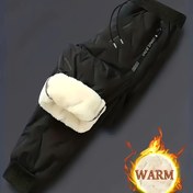 Resim Erkekler için Ayarlanabilir Bel Bağcıklı ve Cepli Termal Polar Jogger Pantolon - Yalıtımlı Kışlık Koşu Spor Salonu Antrenman Pantolonları, Siyah, Elde Yıkanabilir, Düzenli Fit Günlük Atletik Dış Giyim 