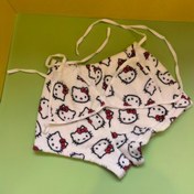 Resim İki Parçalı Sanrio Pijama Takımı, Yeni KT Kedi Kadın Sütyen ve Şort Karikatür KT Kedi İç Giyim Ev Trendi Pembe Beyaz 25AW 