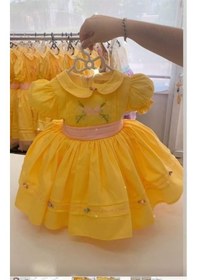 Resim H L Y Karol Tasarım Sarı Prenses Kız Bebek Elbisesi, Özel Dikim Kız Çocuk Elbisesi, Doğum Günü Elbisesi, Fotoğraf Çekim Elbisesi, Kız Bebek Hediyesi, 0-12 Yaşa Uygun Sarı 