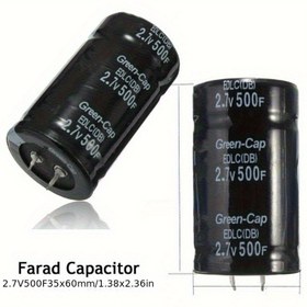 Resim 2 Adet 2.7V 500F Farad Kapasitör, 35x60mm Delikli Montajlı, Kompozit Malzeme Genel Amaç ve Otomotiv Kullanımı İçin, Filtreleme ve Enerji Depolama için 2 Uçlu 