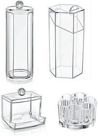 Resim 4'Lü Makyaj Kapaklı Fırçalık-Disk Pamukluk-Kulak Çubukluk-Yıldız Rujluk 