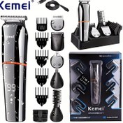 Resim Kemei KM-5898 11'li Erkek Bakım Seti - USB Şarj Edilebilir, Yıkanabilir Saç Kesme Makinesi & Salon Kalitesi 