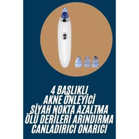 Resim Yeni Nesil Vakumlu Pilli Siyah Nokta ve Yüz Temizleme Cihazı 4 Başlıklı 