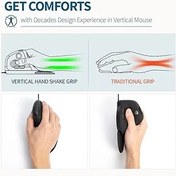 Resim DeLUX Kablolu Ergonomik Fare, 6 Düğme ve Başparmak Tekerleği ile Dikey Fare, 4000 DPI, Sessiz Tıklama, RGB Işık, Manyetik Çıkarılabilir Bilek Dayanağı, Dizüstü Bilgisayar/PC/Mac (M618XSU) için 