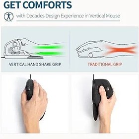 Resim DeLUX Kablolu Ergonomik Fare, 6 Düğme ve Başparmak Tekerleği ile Dikey Fare, 4000 DPI, Sessiz Tıklama, RGB Işık, Manyetik Çıkarılabilir Bilek Dayanağı, Dizüstü Bilgisayar/PC/Mac (M618XSU) için 