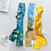 Resim 3 adet Van Gogh ilhamlı vintage yağlı boyama polyester baş bandı seti, şık bağlama tasarımı günlük saç aksesuarları, kadınlar için sanatçı baskılı saç bandı 
