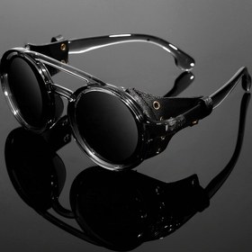 Resim Retro Premium Cool Steampunk Yuvarlak, PU Deri ve Çift Köprülü, Erkek Kadın Dekor Fotoğraf Aksesuarları, Hediye İçin İdeal Seçim 