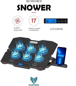 Resim Blueforce Sx-35 Snower 6 Fanlı 9-15,6 inç Notebook Soğutucu Stand Telefon Standlı Siyah 