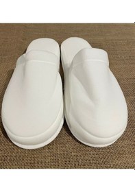 Resim 10 Çift Çift Kat Polyester Havlu Süslenebilir Lohusa Terliği Kalın Sünger Taban Otel Banyo Terlik Beyaz 