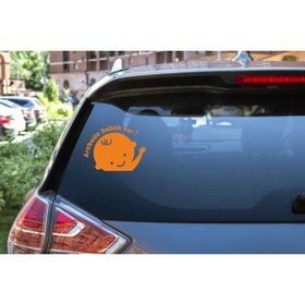 Resim Turuncu Sticker Arabada Bebek Var Cam Sticker 15x11 Cm 