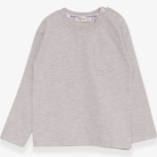 Resim Breeze Erkek Bebek Uzun Kollu Tişört Cepli 9 Ay-3 Yaş, Bej Melanj 