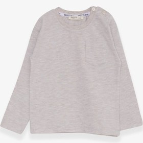 Resim Breeze Erkek Bebek Uzun Kollu Tişört Cepli 9 Ay-3 Yaş, Bej Melanj 