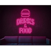 Resim Twins Led Drinks & Food Yazılı Hamburger Figürlü Neon Tabela Pembe Model:model:27003366 Pembe 