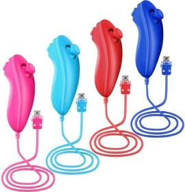 Resim LongLongJin Wii Controllers 4 Packs Nunchucks Wii Remote joystick Compatible Wii Console & Wii U,Replacement for Wii Nunchuck Controller,Compatible with Nintendo Wii Games Gamepads (Pink+Sky 