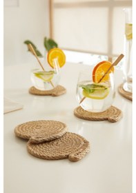 Resim Ocean Home Textile 4'lü Jüt Halat Bardak Altlığı Ø 10 cm 