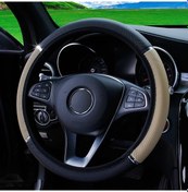 Resim Köpüklü Deri Metal Dinamik Araba İç Halka Olmadan Direksiyon Kapağı 14.5-15 Inç Beige Beige 