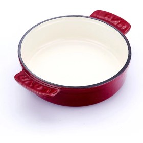 Resim Lava Döküm Yuvarlak Güveç Kabı Döküm Demir Yekpare Çift Kulplu 14 cm 